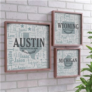 Personalized Word-Art Decor with State | Framed Word Cloud Signs