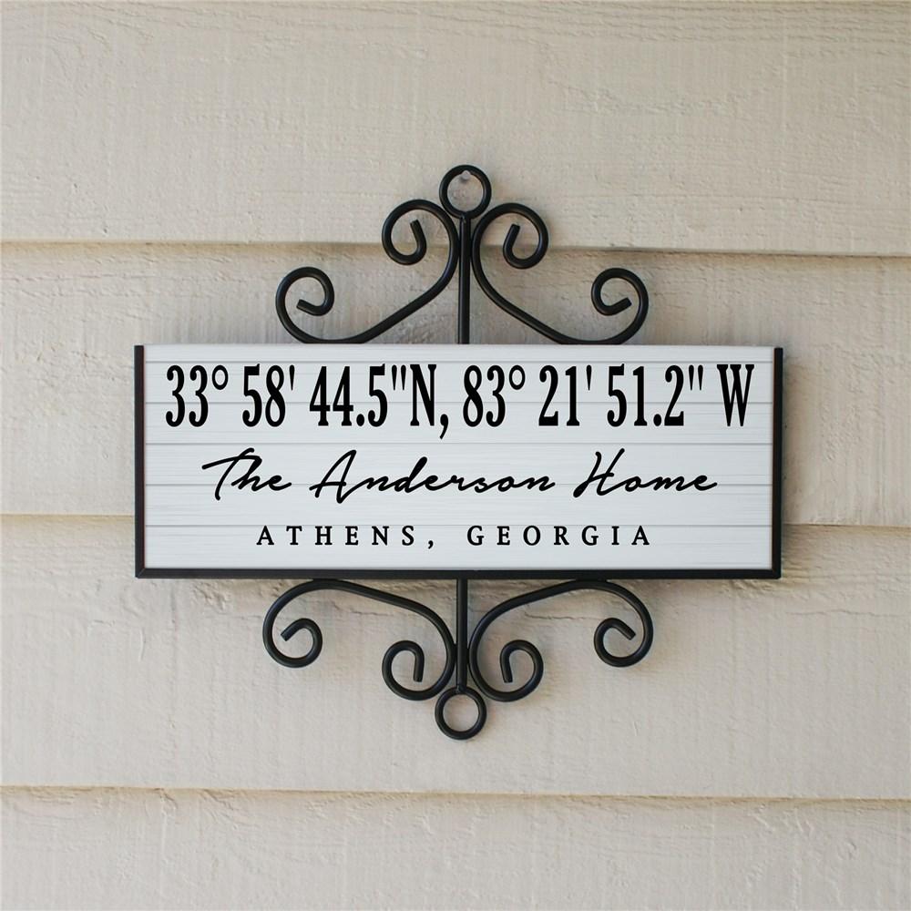 Personalized Coordinates Sign | White Address Sign