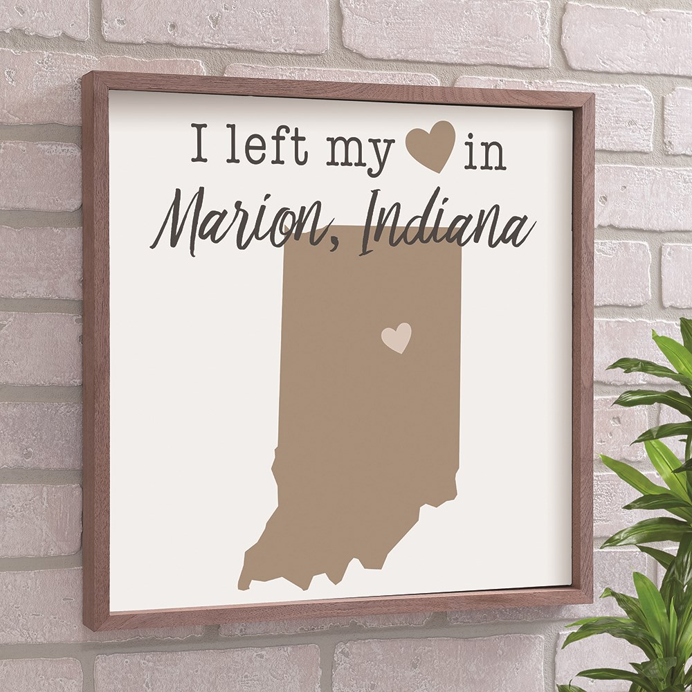 Left My Heart In Personalized State With Symbol Wall Decor