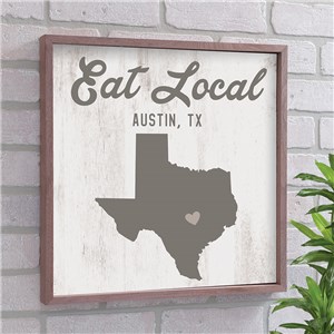 Personalized Eat Local State With Symbol Wall Decor