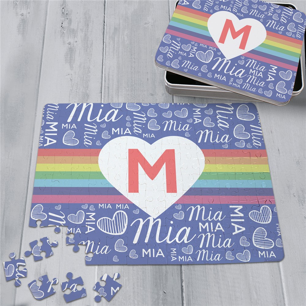 Personalized Word-Art Kids' Rainbow Puzzle