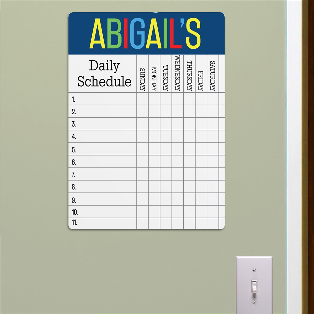 Personalized Daily Schedule Dry Erase Chart 6163337