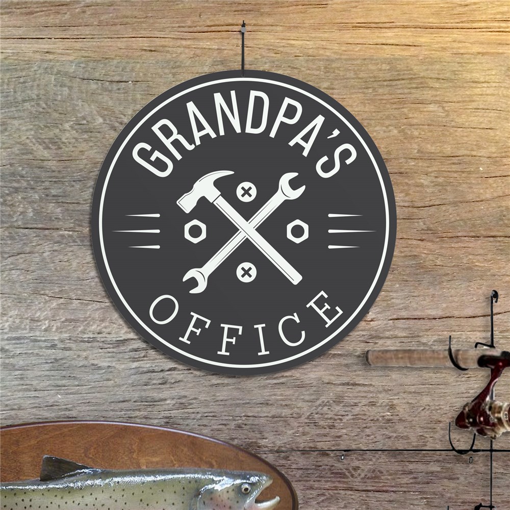 Personalized Grandpa's Office With Tools Round Sign