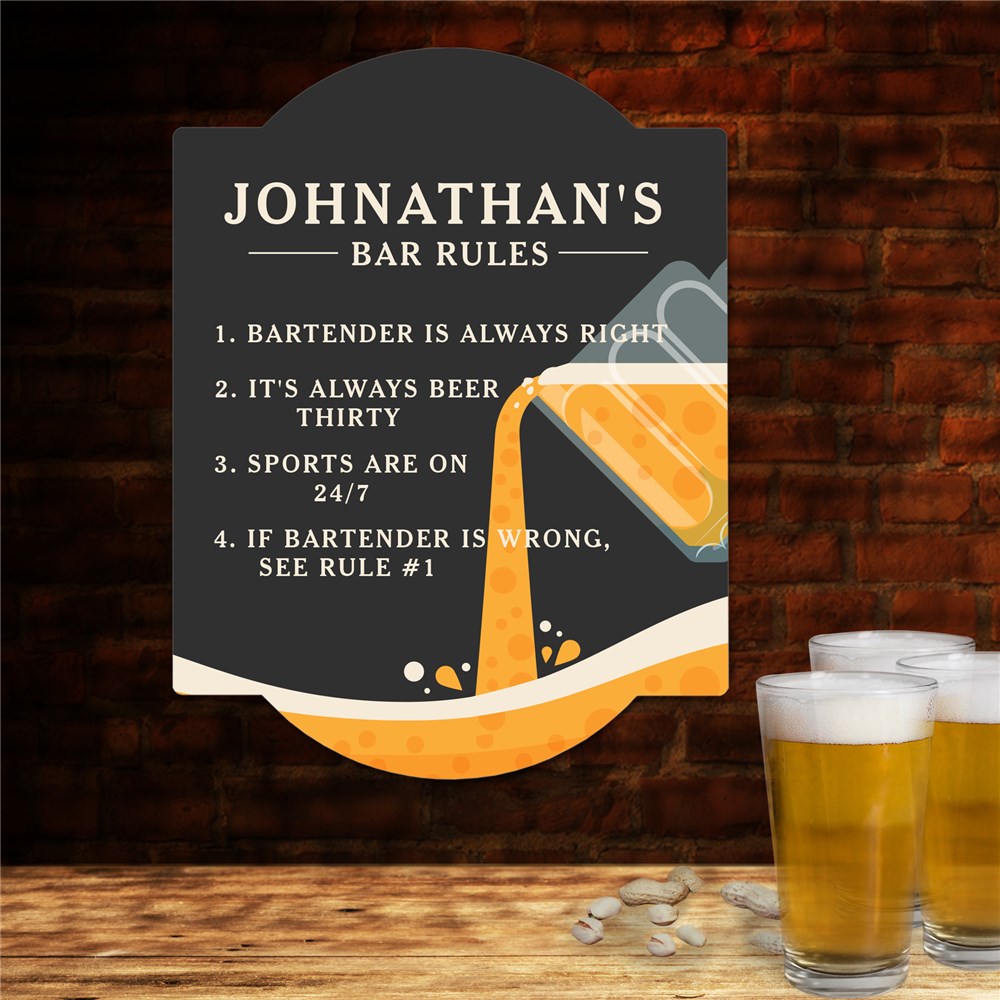 Personalized Bar Rules Wall Sign GiftsForYouNow