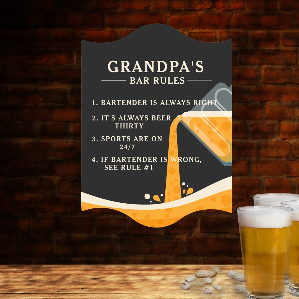 Personalized Bar Rules Wall Sign GiftsForYouNow