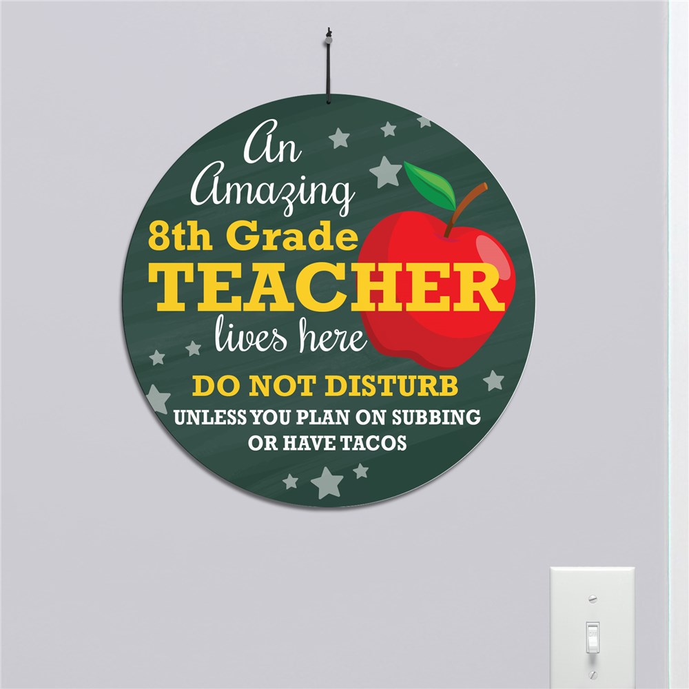 Personalized Teacher with Apple Round Sign