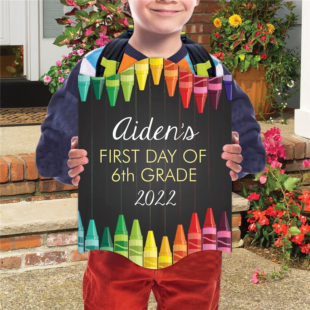 Personalized Crayon First Day of School Sign