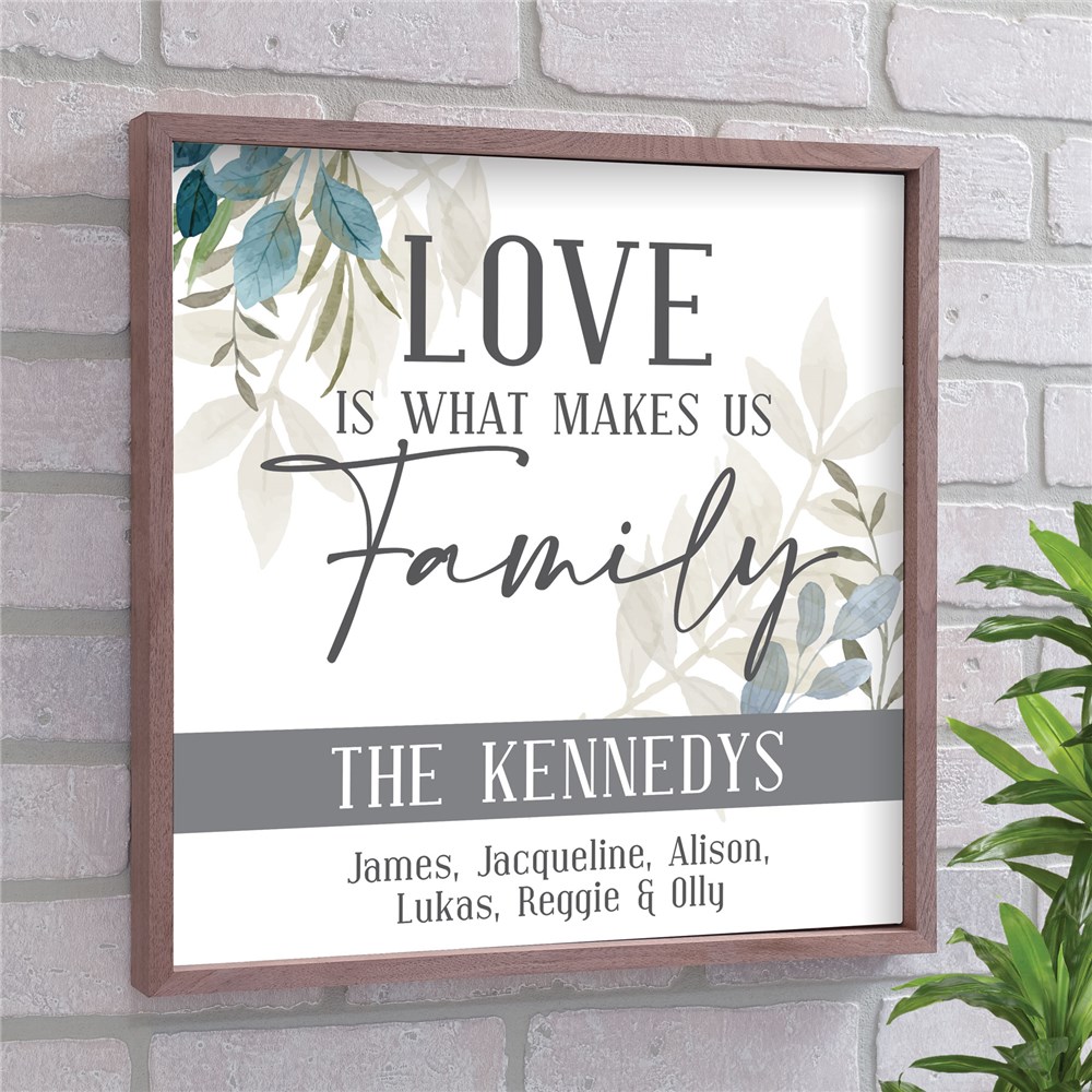 Personalized Love is What Makes Us Family Framed Wall Sign