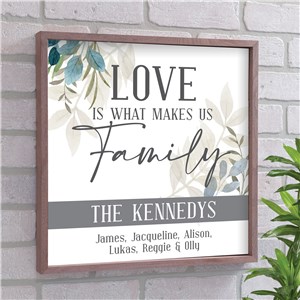 Personalized Love is What Makes Us Family Framed Wall Sign