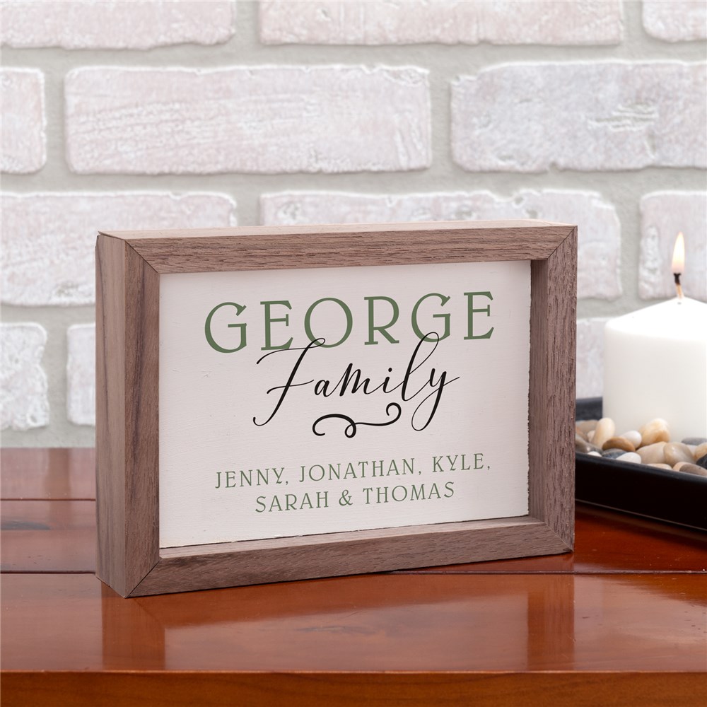 Personalized Simple Family Name Framed Table Top Sign