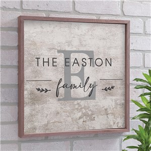 Personalized Family Name & Initial Framed Wall Sign
