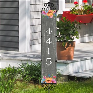 Personalized Rustic Florals Address Yard Stake 