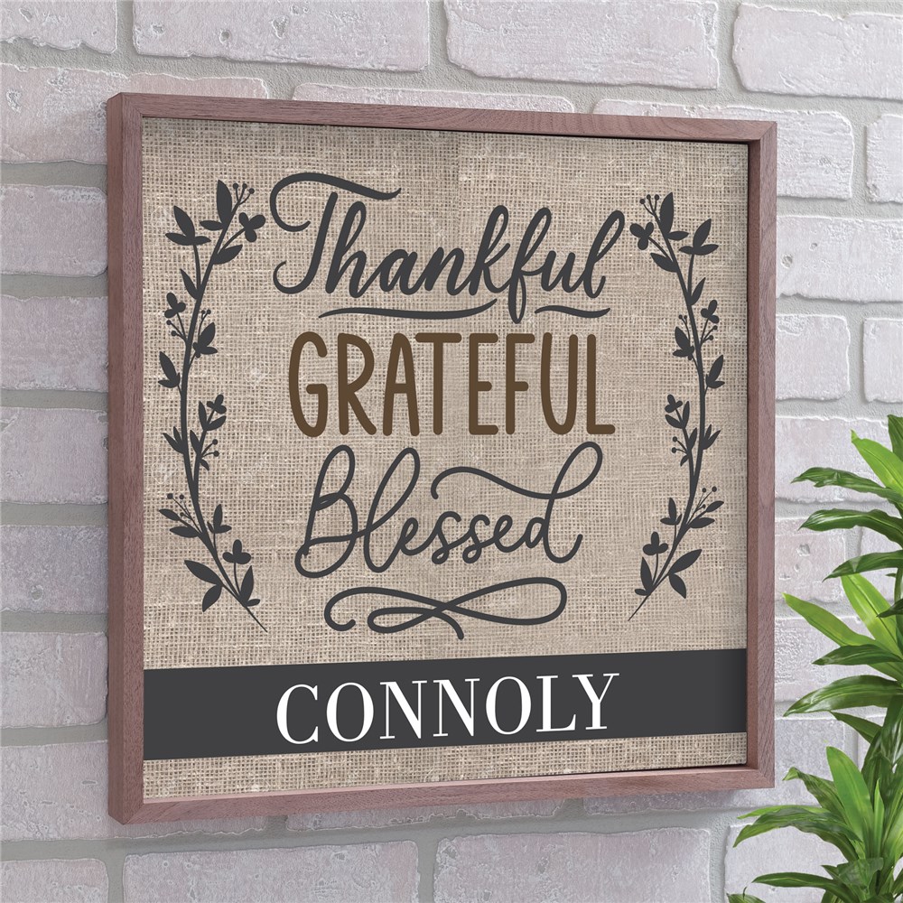 Personalized Thankful Grateful Blessed Wood Pallet Wall Sign