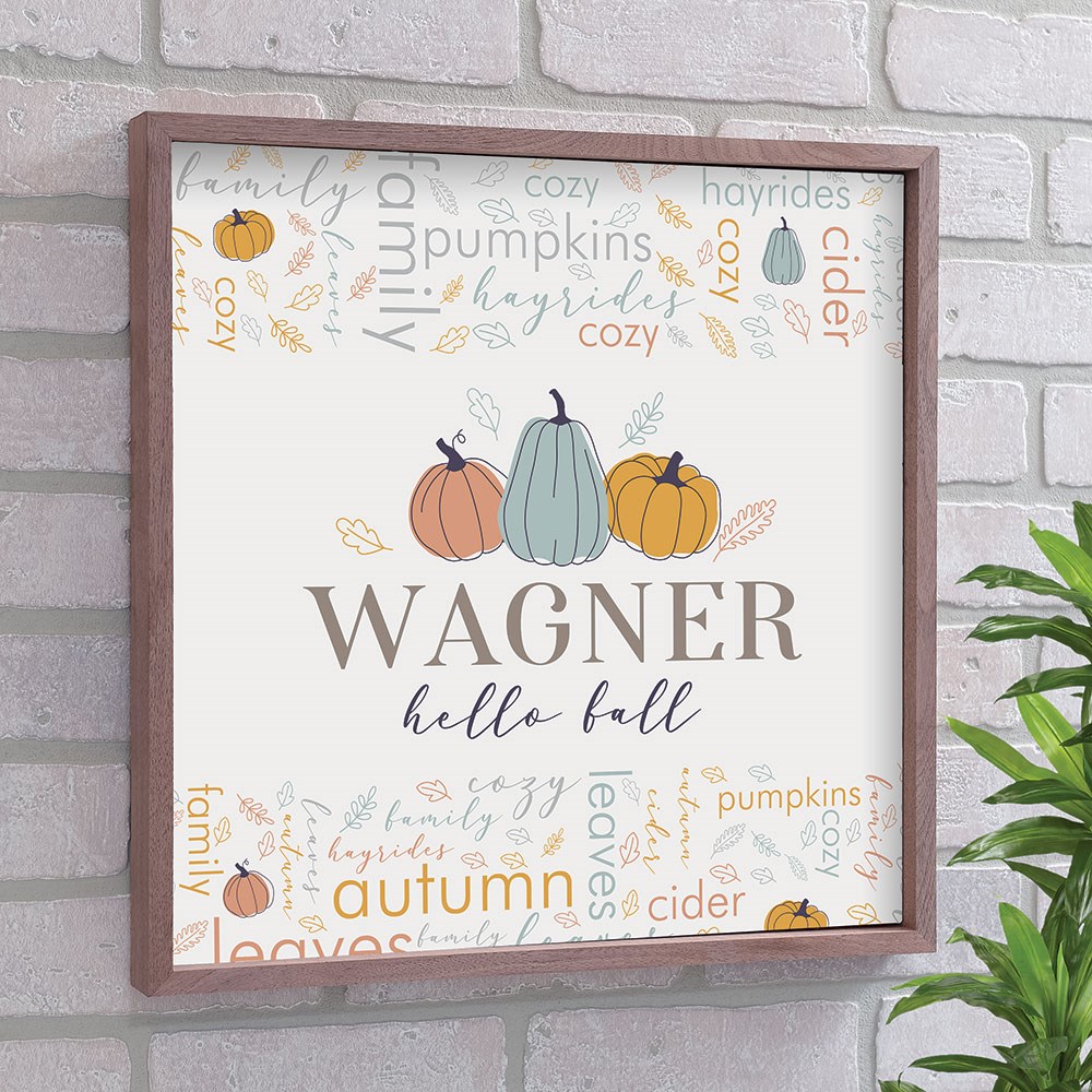 Personalized Hello Fall Family Name Word Art  Wood Pallet Wall Decor