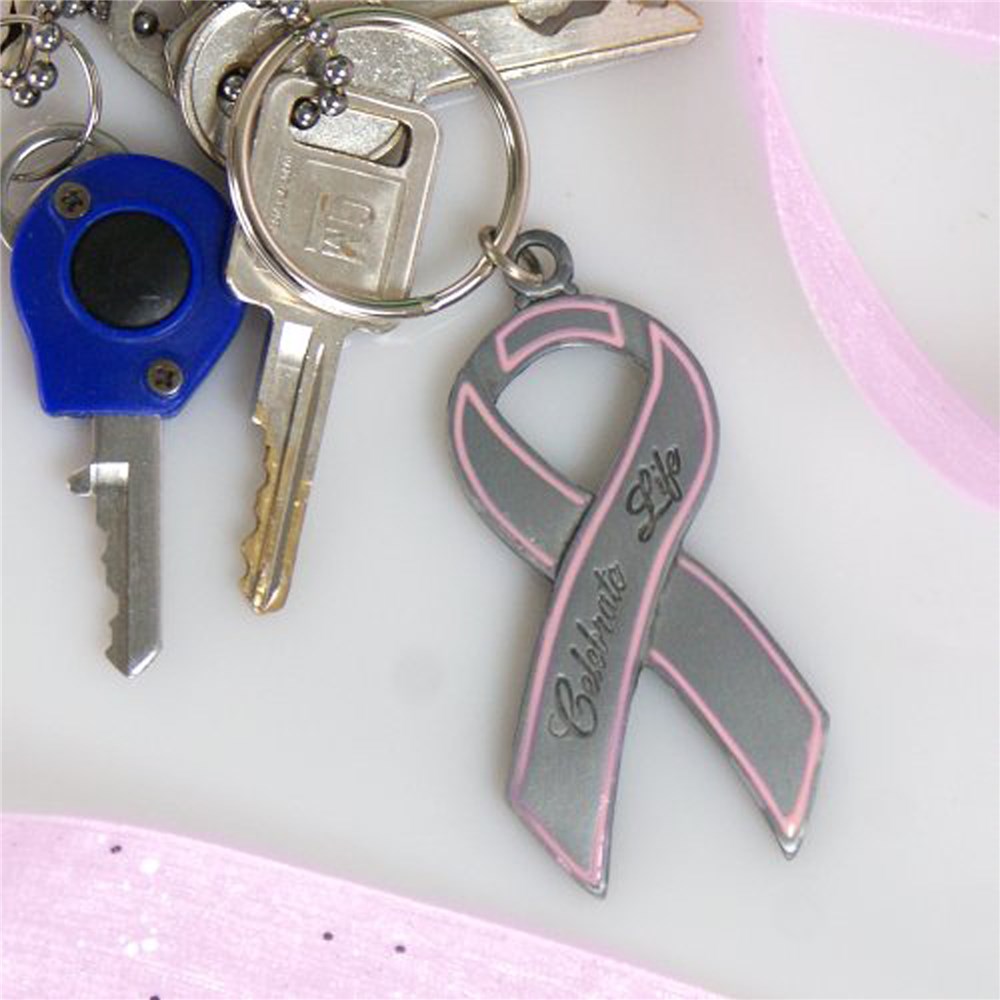 Pink Ribbon Key Ring - Celebrate Life | GiftsForYouNow