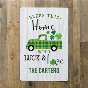 Personalized Green Plaid Truck Metal Sign 6220874