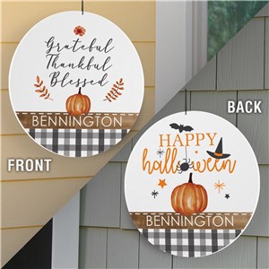 Personalized Double-Sided Farmhouse Fall Round Sign 62231916