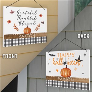 Personalized Double-Sided Farmhouse Fall & Halloween Sign 62231917