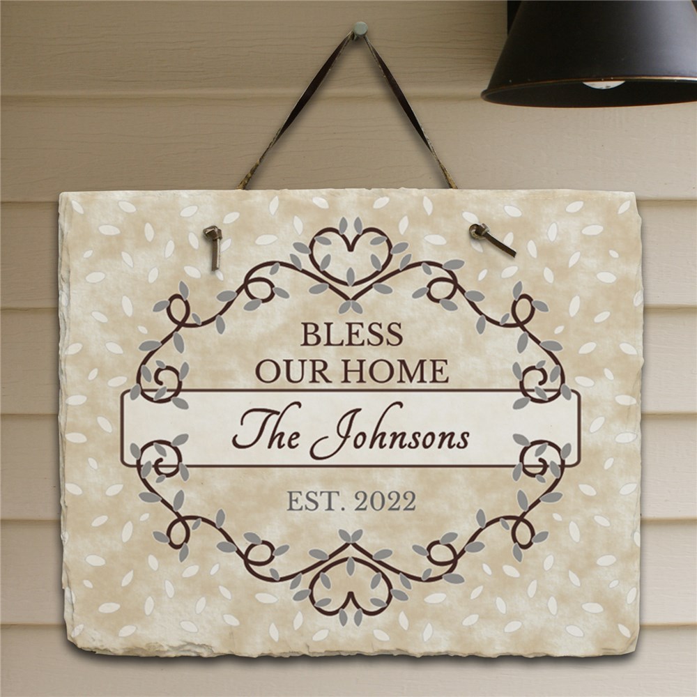 Personalized Bless Our Home Slate | Personalized Housewarming Gifts
