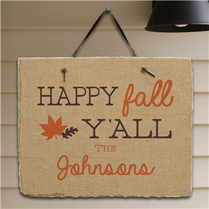 Personalized Happy Fall Ya'll Slate Plaque | Personalized Welcome Signs