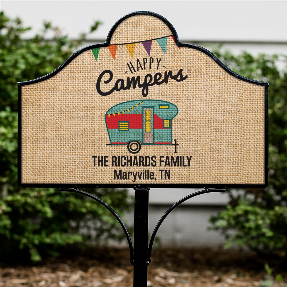 Personalized Happy Camper Magnetic Yard Sign Set | Personalized Metal Yard Sign 