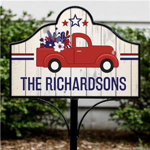 Personalized Patriotic Vintage Truck Magnetic Sign Set | Personalized Yard Signs