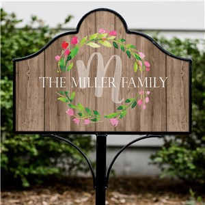 Personalized Family Wreath Magnetic Sign Set | Personalized Garden Signs