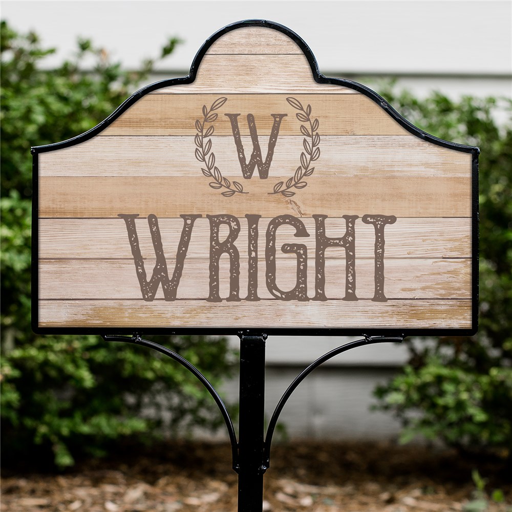 Personalized Rustic Wreath Magnetic Sign Set | Personalized Yard Signs