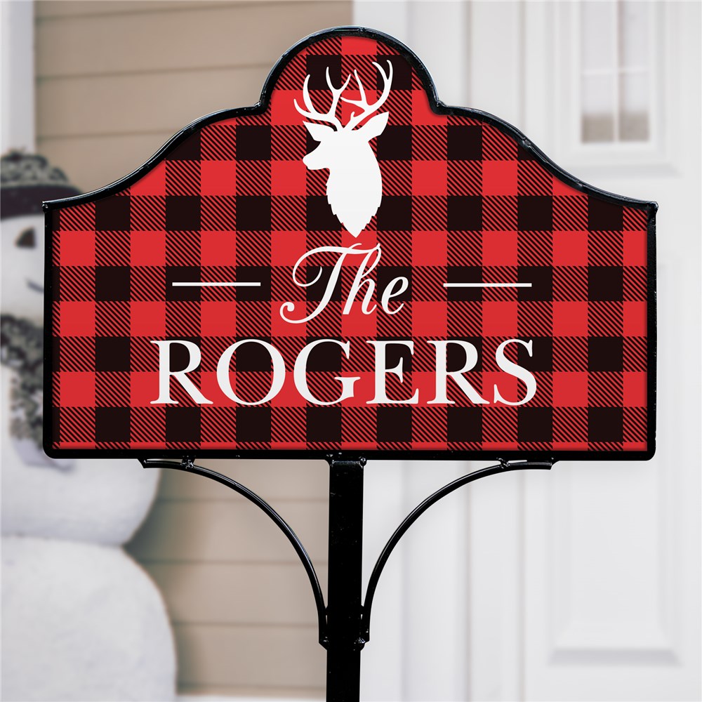 Plaid Deer Personalized Magnetic Sign Set | Personalized Yard Signs