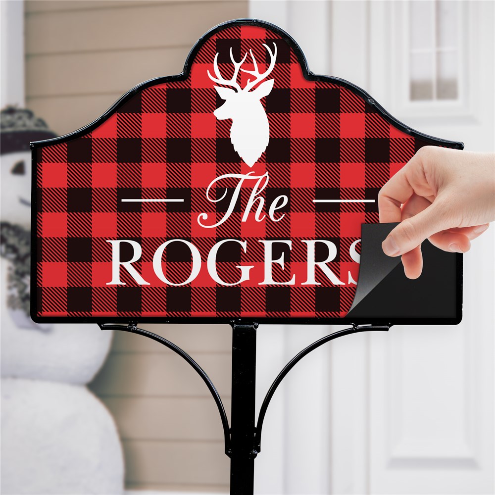 Plaid Deer Personalized Magnetic Sign Set | Personalized Yard Signs