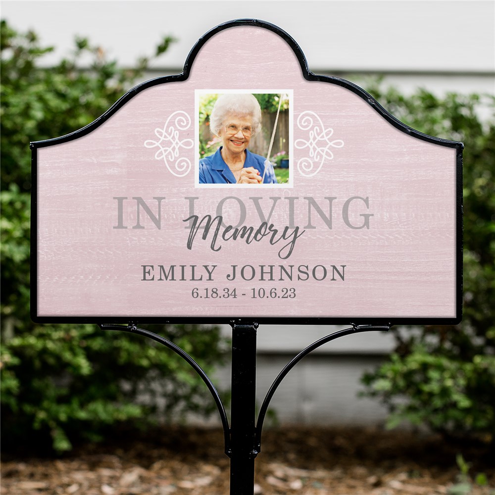 Personalized In Loving Memory Photo Magnetic Sign Set | Personalized Grave Decorations