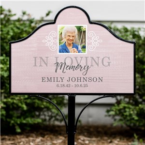 Personalized In Loving Memory Photo Magnetic Sign Set | Personalized Grave Decorations