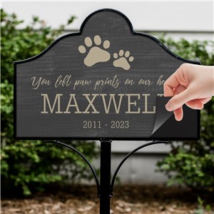 Personalized You Left Paw Prints On Our Hearts Magnetic Sign Set | Personalized Pet Memorials