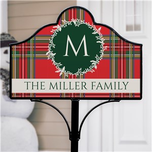 Personalized Tartan Plaid Initial Magnetic Garden Sign Set | Personalized Garden Signs
