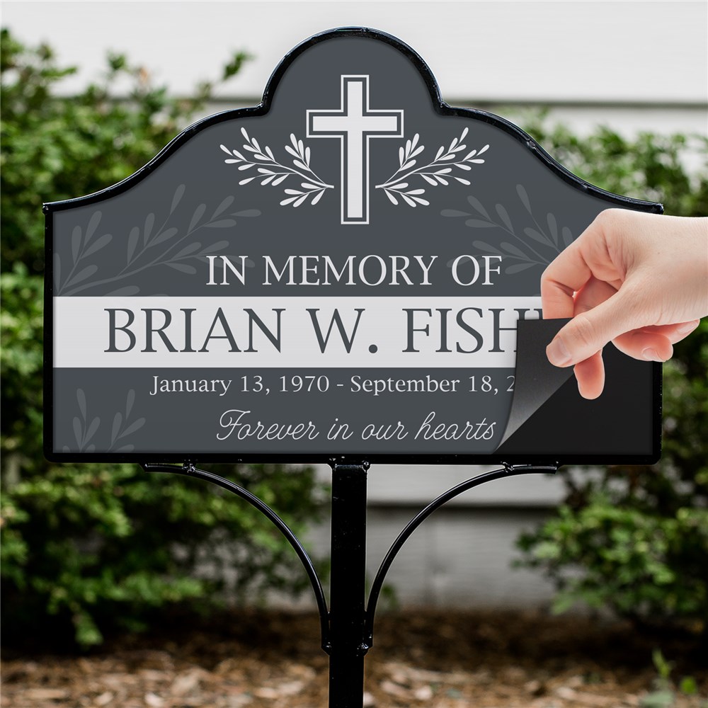 In Memory of Yard Sign with Cross