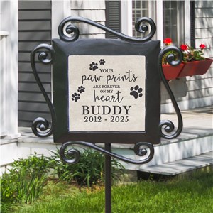Personalized Pet Memorial Gifts | Paw Prints On My Heart Garden Gift