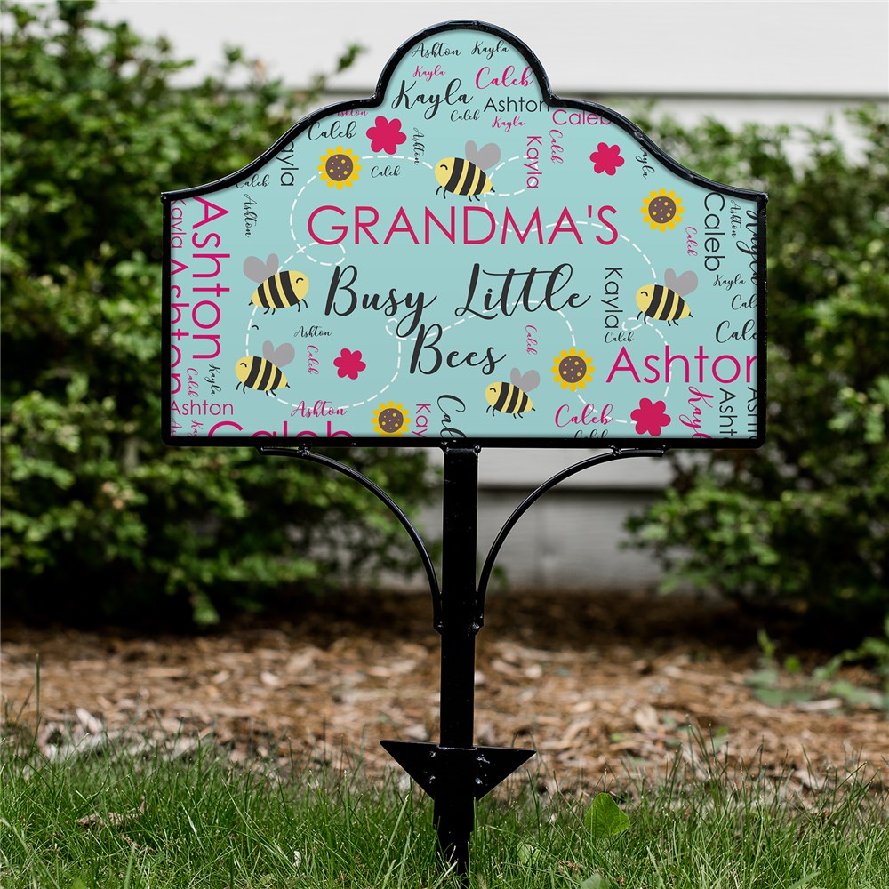 Personalized Busy Bees Word Art Magnetic Metal Collapsible Yard Sign Set