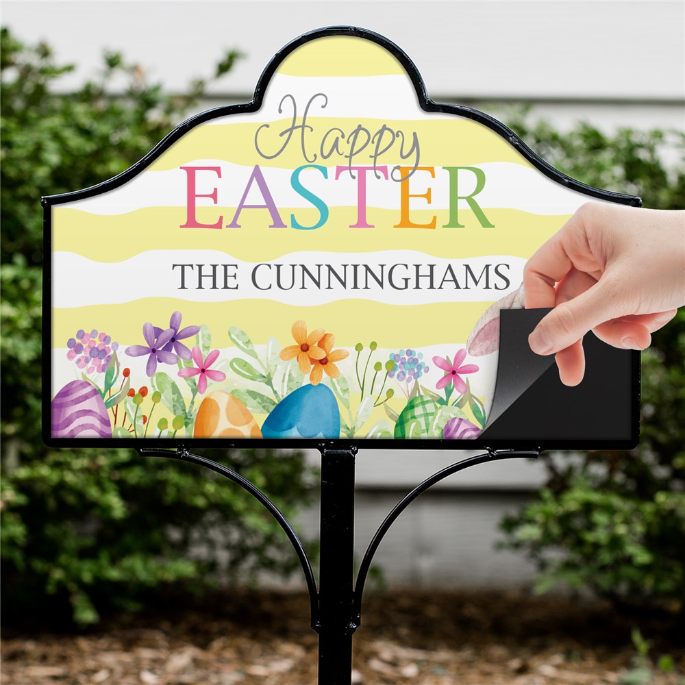 Personalized Happy Easter Watercolor Magnetic Yard Sign Set
