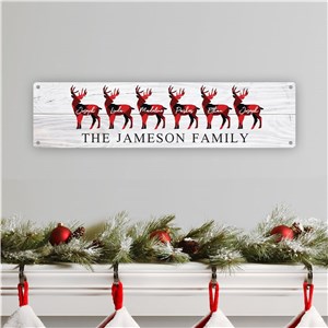 Personalized Plaid Reindeer Wall Sign