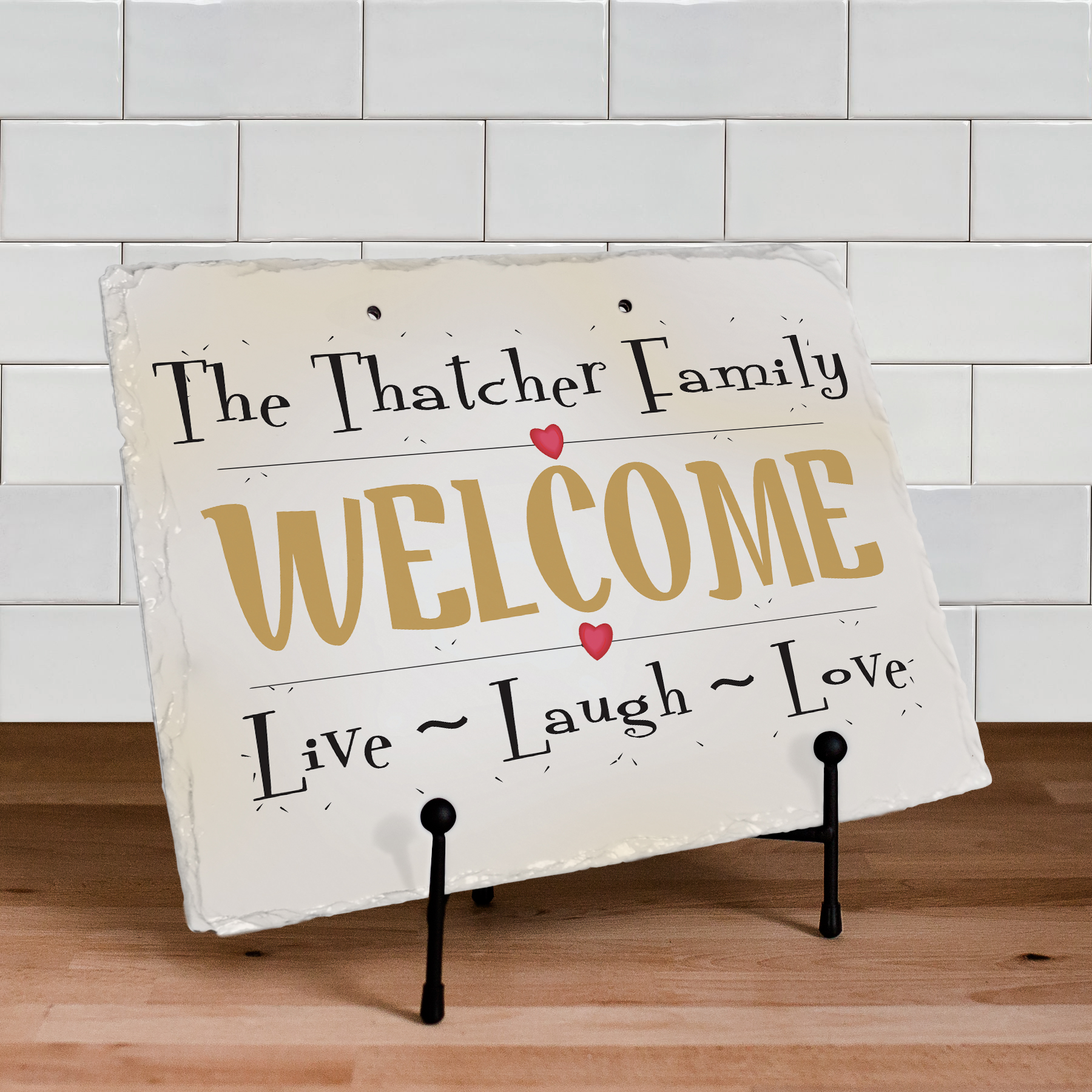 Live, Laugh, Love Personalized Slate Plaque | Personalized Welcome Signs