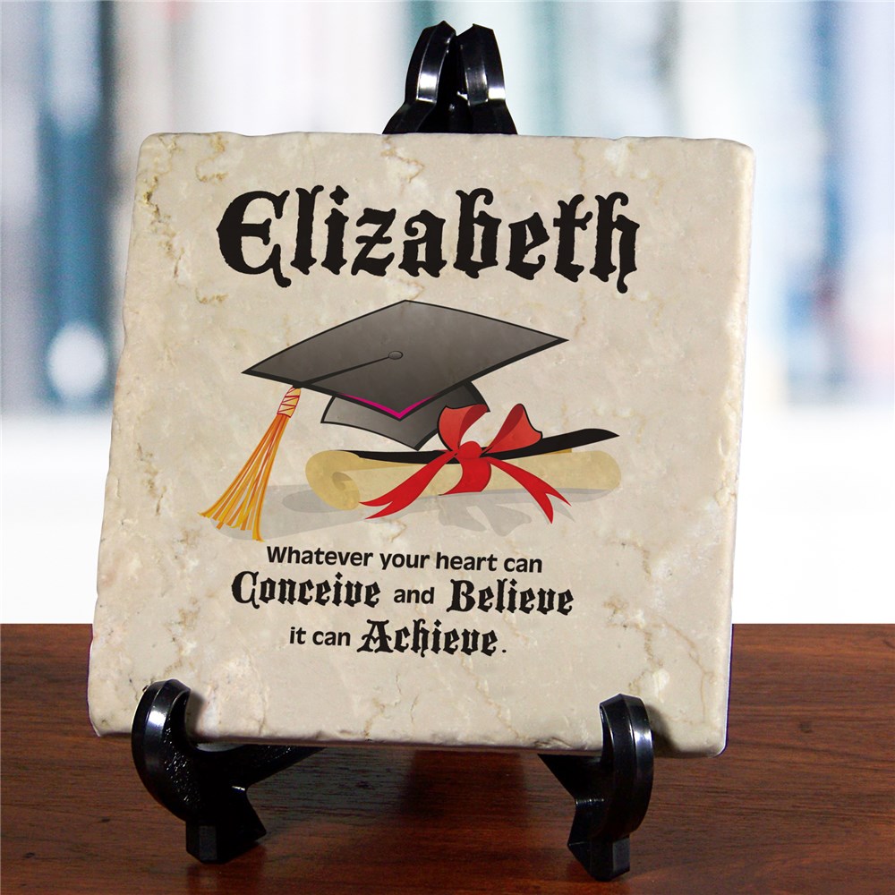 Personalized Graduation Tumbled Stone Plaque GiftsForYouNow