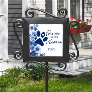 Personalized Blue Floral Pet Memorial Garden Stake 631240974