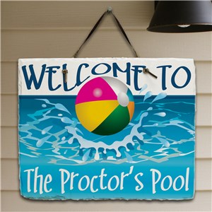 Beach Ball Welcome Slate Plaque | Personalized Welcome Signs