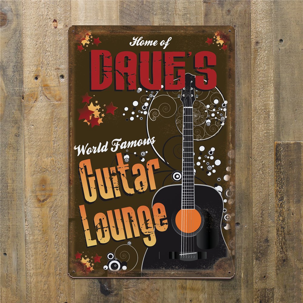 Personalized Guitar Lounge Sign Guitar Metal Wall Plaque with Custom Name