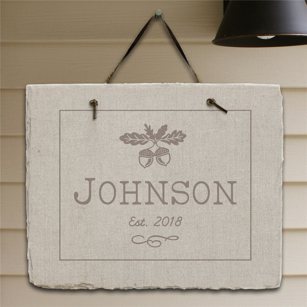 Fall Acorn Personalized Slate Plaque | Personalized Welcome Signs
