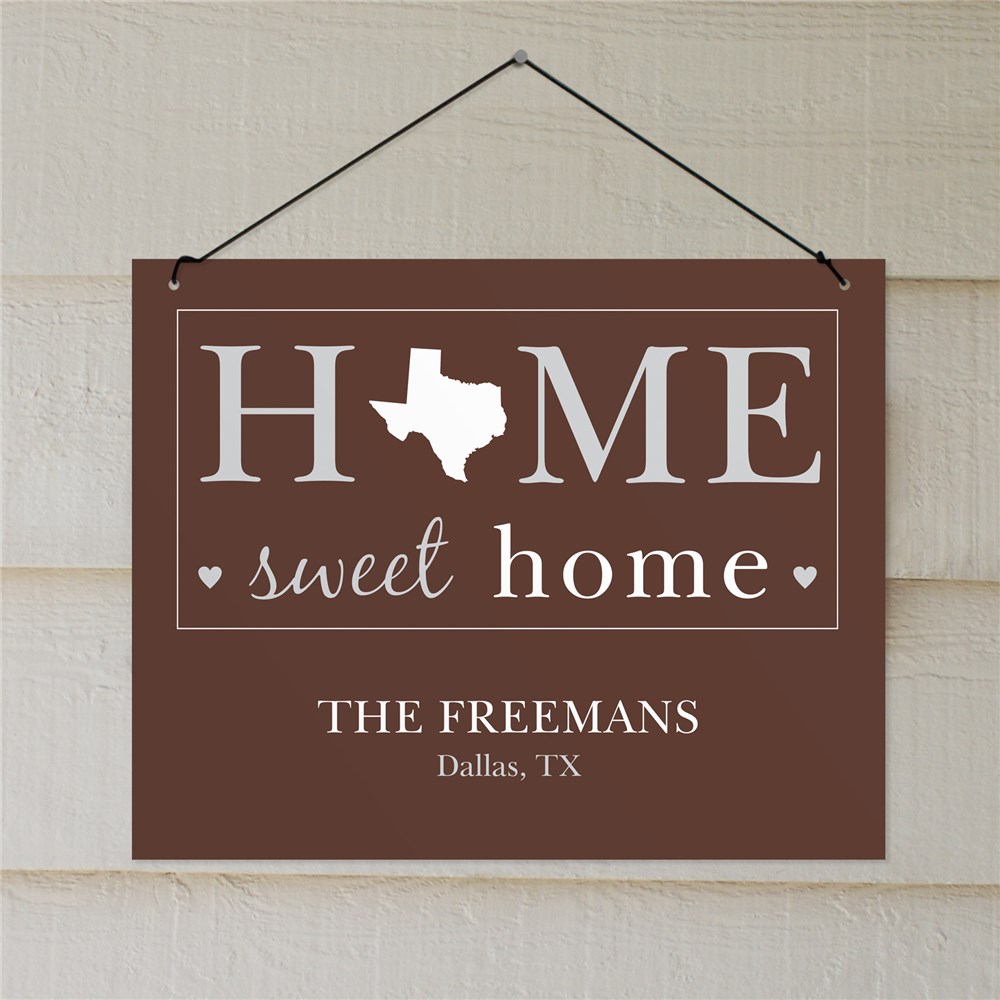 Personalized Home Sweet Home Wall Sign | Personalized Wall Signs With State