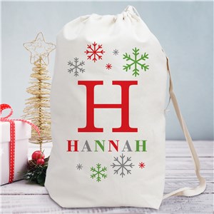Personalized Snowflake Initial Gift Sack