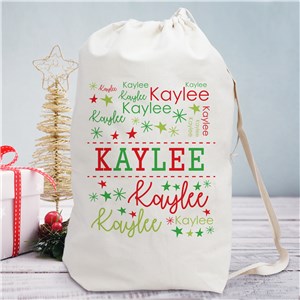 Personalized Christmas Name Word Art Gift Sack