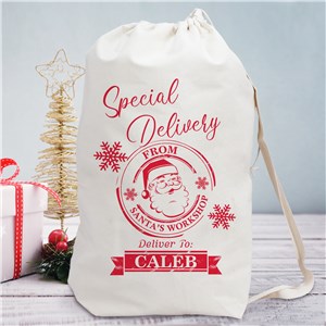Special Delivery Personalized Santa Christmas Gift Bag 