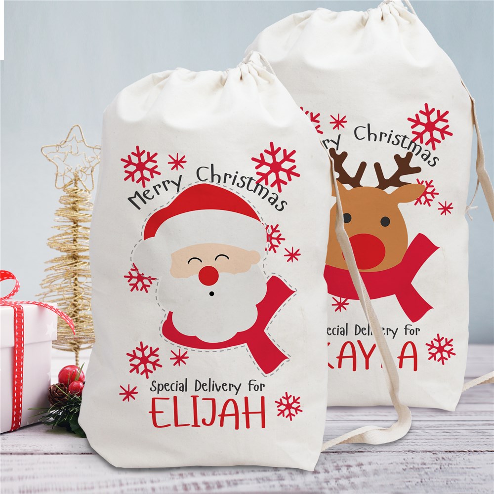 Personalized Christmas Gift Sack With Holiday Characters